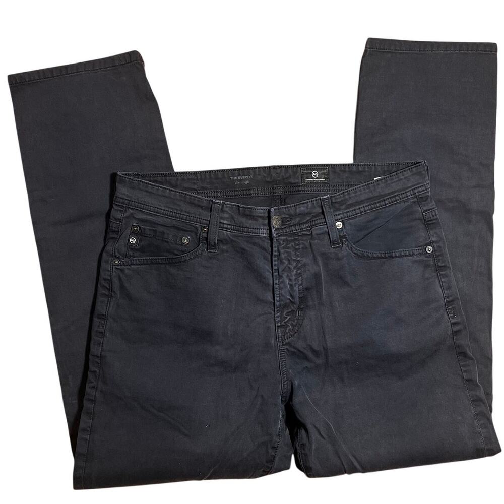 AG Adriano Goldschmied The Everett Black Slim Straight Jeans